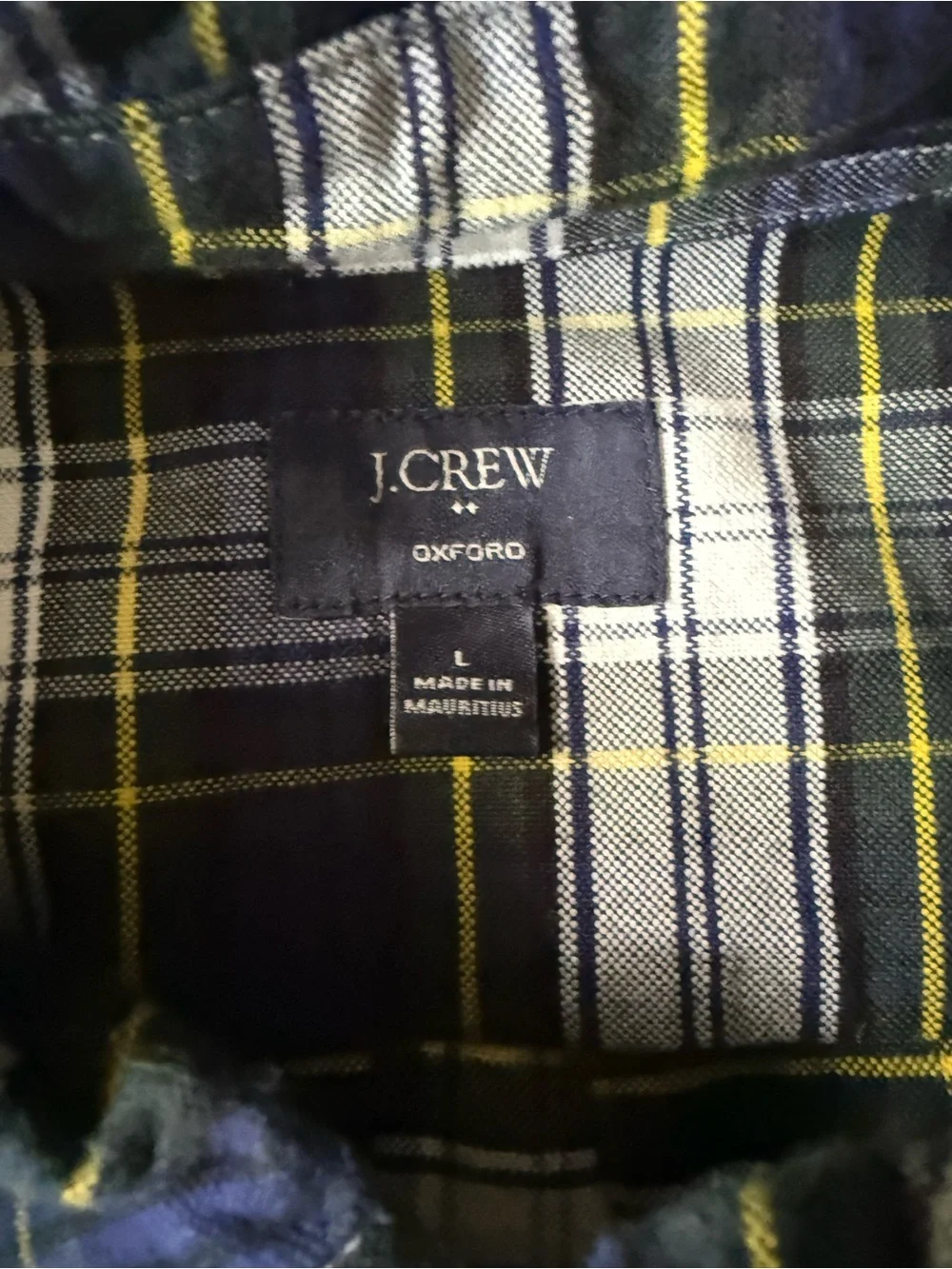 Men's Plaid Button-Down Shirt - Navy, White & Green size L